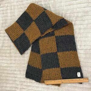 Checker Knit Scarf – Brown & Charcoal